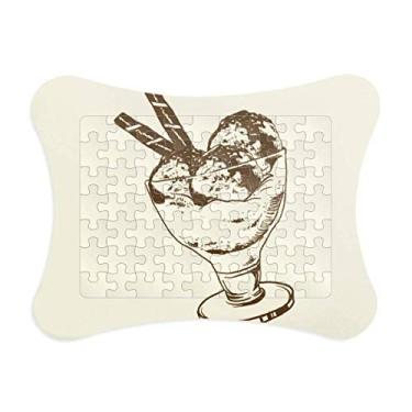 Imagem de Barra de chocolate marrom com moldura de quebra-cabeça bola de creme de sorvete enfeite de jogo de quebra-cabeça