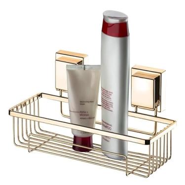 Imagem de Suporte Porta Shampoo Sabonete De Parede Box Ventosa Dourado