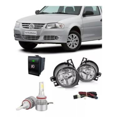 Imagem de Kit Farol Milha Gol G4 Saveiro Parati Botão Orig + Lampadas Led 6000k