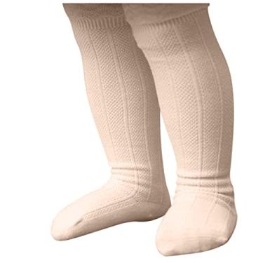 Imagem de Meias invisíveis masculinas 9 joelho babados bebês meninas meias altas meninos e crianças meias infantis meias grossas de trabalho para bebês, Cáqui, Large