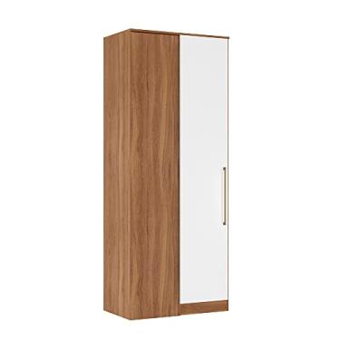 Imagem de Guarda Roupa Armário de Canto 1 Porta com Maleiro Escócia Amêndola/Branco para Quarto