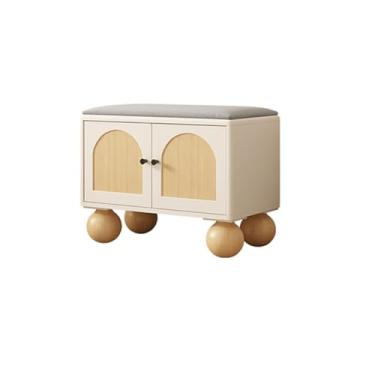 Imagem de Prateleira de sapatos armários banco de sapatos, bancos de armazenamento de entrada, armazenamento de sapatos brancos com almofada acolchoada, banco de madeira para entrada, organizador de sapateira