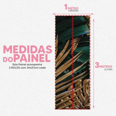 Imagem de Papel De Parede Painel 3D Folhas Verde E Marrom Viníl 1M