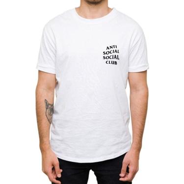 Imagem de Camiseta Manga Curta Masculina Algodao Basica Frase Estampa Anti Social Club Gola Redonda