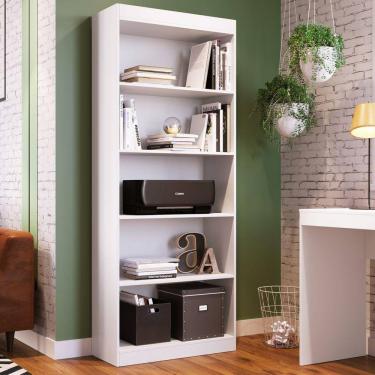 Imagem de Estante para Livros 181cm 4 Prateleiras Bergame Bona Vita Móveis Branca