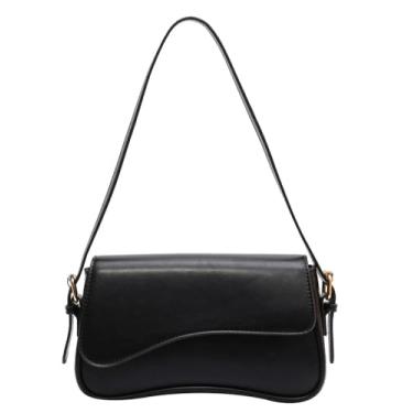 Imagem de Bolsa de ombro feminina Hobo Retro Evening Vegan Leather Underarm Bag Shoulder Tote Bags 2025, Preto, Medium, Hobo