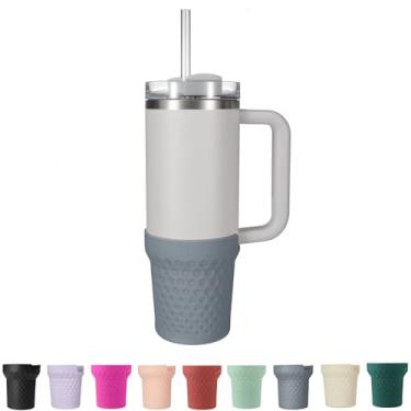 Imagem de Uvafly Bota de silicone para Stanley, capa protetora inferior de copo, acessórios para Stanley Quencher H2.0 FlowState Tumbler 1,134 g / Adventure Quencher Tumbler 1,134 g (cinza)