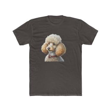Imagem de Poodle padrão #2 - Camiseta masculina justa de algodão, Chocolate escuro sólido, M