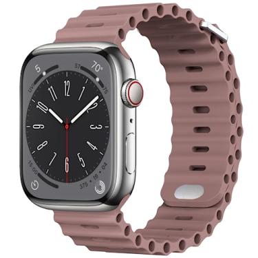 Imagem de AIRPROCE Compatível com Apple Watch Ocean Bands de 38 mm, 40 mm, 41 mm, 42 mm, 44 mm, 45 mm, 49 mm, pulseira esportiva de silicone macio para iWatch Ultra SE Series 8 7 6 5 4 3 2 1 Sport Edition para mulheres e homens (38/40/41 mm, malva fumê)