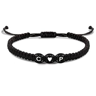 Imagem de Pulseiras iniciais para mulheres pulseiras masculinas presentes para namorada namorado letras pulseiras eu te amo presentes para ela melhor amigo presente de aniversário jóias de natal, Metal, Sem pedras preciosas