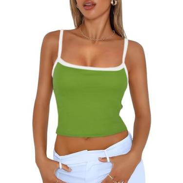 Imagem de Camiseta regata feminina com gola quadrada e alças finas, Verde, M