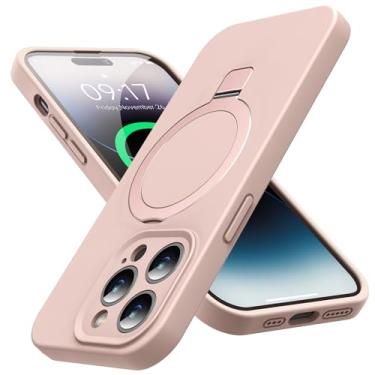 Imagem de KMAMBAG Capa Mag-Ring projetada para iPhone 14 Pro, silicone líquido [fator hidratante] capa de telefone fina extremamente macia com suporte [compatível com MagSafe] para 14pro 15.5 cm homens e