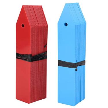 Imagem de Etiquetas de plantas para plantas ao ar livre, 100 unidades de marcadores de plantas, etiquetas de nome de plantas de jardim para sementes, ervas, mudas, vegetais, flores, vasos (azul vermelho)