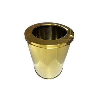 Imagem de Lixeira Redonda Dourada Em Aço Inox Com Aro 15L - By Fineza