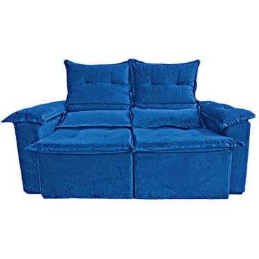 Imagem de Sofá Pequim em Veludo 2 Lugares Retrátil e Reclinável 180cm União Cor Azul