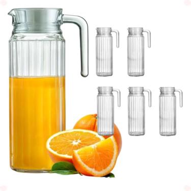 Imagem de KIT 6 Jarras Suíça de Vidro 1l com Tampa para Suco, Água e Refrigerante - 6 Unidades