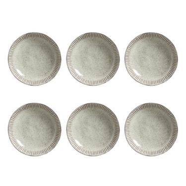 Imagem de Conjunto de Pratos Fundos Porto Brasil Linhas Pistache com 6 Peças - Verde