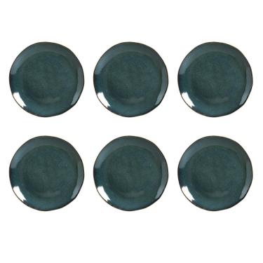 Imagem de Conjunto de Pratos Rasos Porto Brasil Orgânico Oceano com 6 Peças - Azul