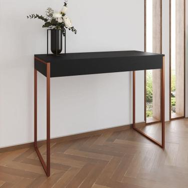 Imagem de Aparador Industrial Retangular Califórnia Preto 137X40Cm Base Cobre - Cor: Preto