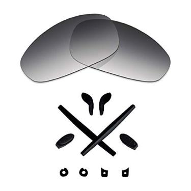Imagem de Lentes de reposição e kits de borracha Mryok para óculos de sol Oakley Juliet – Opções, Grey Gradient Tint Polarized Lenses & Black Rubber Kits, One Size