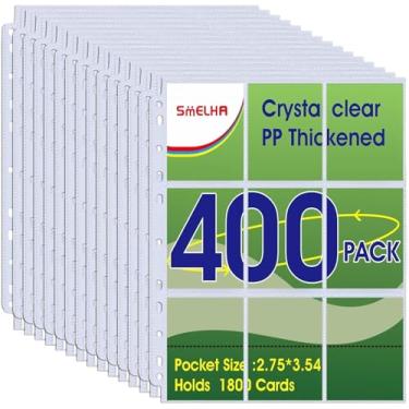 Imagem de Protetor de página com 9 bolsos, pacote com 400, folhas de cartão de beisebol para fichário de 3 anéis, para Skylanders, MTG, cupom, cartas de jogo, cartas colecionáveis, cartões de futebol