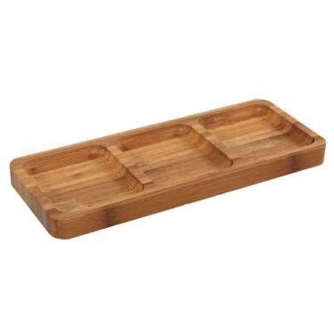 Imagem de Petisqueira Em Bambu Retangular Com 3 Divisórias 25x10cm