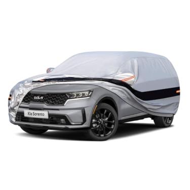 Imagem de Holthly Capa de carro SUV de 10 camadas personalizada para Kia Sorento (2012-2024) à prova d'água para todos os climas para automóveis, cobertura completa ao ar livre chuva sol proteção UV. Prata