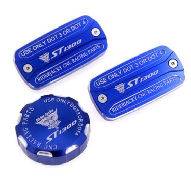 Imagem de Para Honda ST1300/A/AC 2003-2013 | ST1300PA 2005-2018 Freio dianteiro e embreagem e freios traseiros Tampa do reservatório de fluido do cilindro mestre ST 1300 Acessórios Peças modificadas (azul)