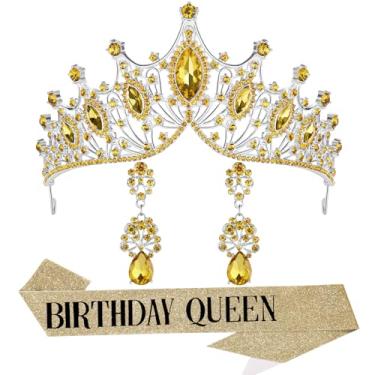 Imagem de Tiara de princesa, coroa de ouro de princesa de aniversário para mulheres, conjunto de faixa de rainha do baile e tiara, tiaras góticas, coroas de aurora belle girl, princesa adulta, cisne negro