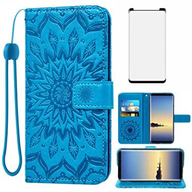 Imagem de Capa de telefone para Samsung Galaxy Note 8 capa carteira com protetor de tela de vidro temperado capa flip fina de couro suporte suporte acessórios celular Glaxay Note8 Not S8 Galaxies Gaxaly