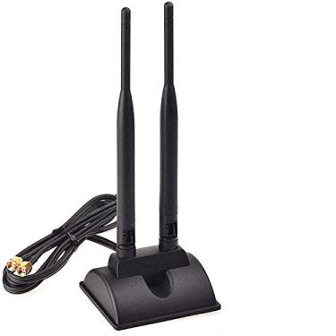 Imagem de TECHTOO Antena WiFi de banda dupla de 2,4 GHz - 5,8 GHz com conector RP-SMA Base magnética para roteador de rede sem fio - Adaptador USB - Cartões PCI PCIe - Amplificador de sinal - Ponto de acesso -