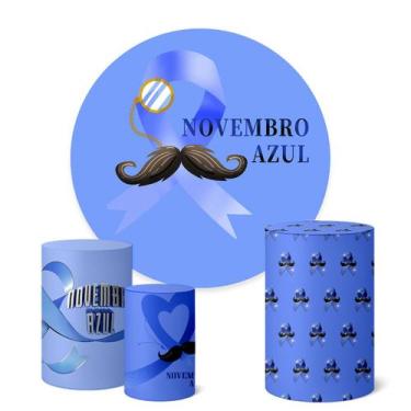 Imagem de Trio Capas Cilindro + Painel Redondo 1,50m Novembro Azul - Fadrix, K1N