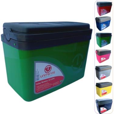 Imagem de Caixa térmica Cooler 7,5L Alça Tampa bandeja Floripa Unitermi Cerveja Água Suco Praia Churrasco (VERDE)