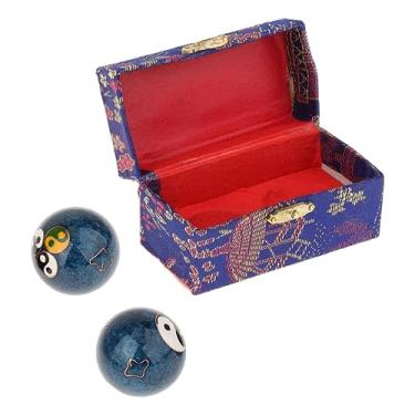 Imagem de #N/a 2x Bolas de Massagem Baoding Balls com Caixa de Armazenamento Aliviar Rigidez Destreza Presente de Massagem Bolas de Saúde Chinesas para Pessoas, Fofoca Colorida Azul