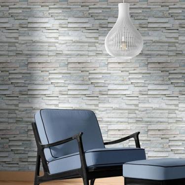 Imagem de Papel de Parede Adesivo Pedra Mármore Cinza Autocolante Sala Quarto - 