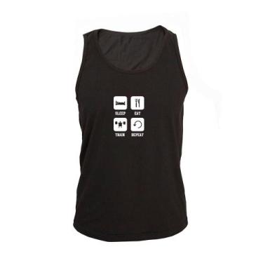 Imagem de Regata Masculina Algodão Sleep Eat Train Repeat Básica - Ragor, EXG, P