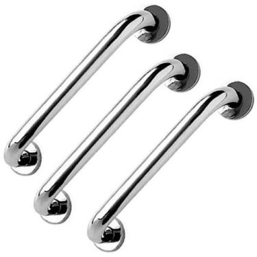 Imagem de Alça de Apoio 30cm Barra Aço Inox Kit 3 Unidades Suporte Idoso Cadeira