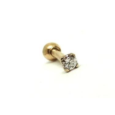 Imagem de Piercing de ouro 18k haste reta com zirconia - Elegancy Joias
