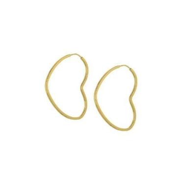 Imagem de Brinco de ouro 18k Argola Coração 3,5CM - Elegancy Joias