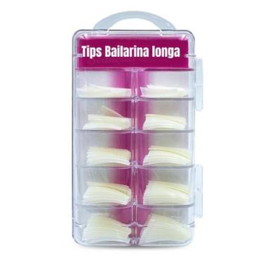 Imagem de Unhas Postiças Bailarina Extra Longa Transparente curta Tips - LE DESI