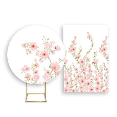 Imagem de Painel De Festa Redondo 1,50x1,50 + Painel Vertical 1,50x2,20 - Floral