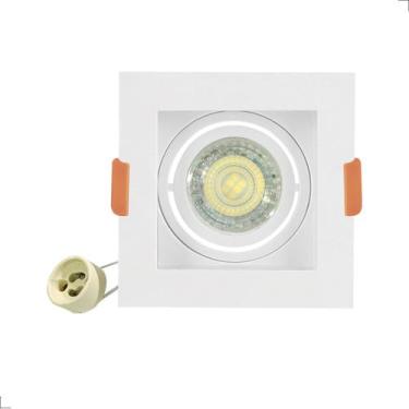 Imagem de Kit Spot Embutido LED Dicroica MR16 6000K Recuado Quadrado Direcionáve
