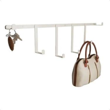Imagem de Cabideiro Parede Industrial Decorativo Ferro Branco 45x16x5 - RDS Meta