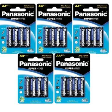 Imagem de Kit 20 Pilhas Zinco Aa Panasonic 1,5v - 5 Cartelas