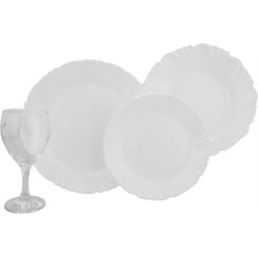 Imagem de Aparelho De Jantar 16 Peças Vidro Pétala Branco - Duralex, Branco e Tr