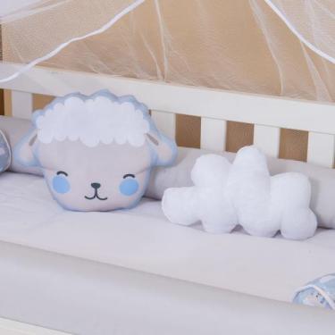 Imagem de Almofada Decorativa 2 Peças Menino para Bebe - Zan Baby, Ovelha Azul