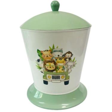 Imagem de Lixeira Infantil para Quarto - Dóia Kids, Safari Juntos/Tampa Verde