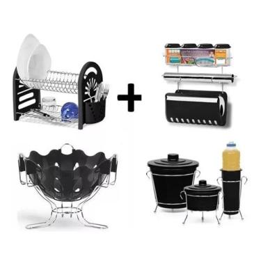Imagem de Kit Escorredor Pratos + Kit De Pia + Fruteira + Porta Condimento com P