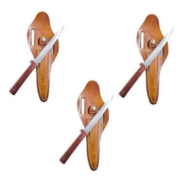 Imagem de Kit 3 Faca Pantanal Punhal C/ Bainha Pesca Churrasco Aço - Master Inox