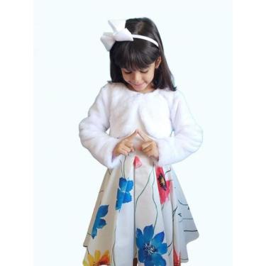 Imagem de Bolero Infantil De Pele/pêlo Manga Longa Inverno - Caracoles, Branco, 